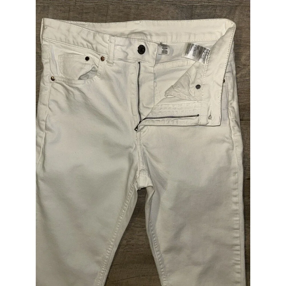 H&M & Denim White Straight Leg Jeans Size 8 High Waist Ankle Length Stretch